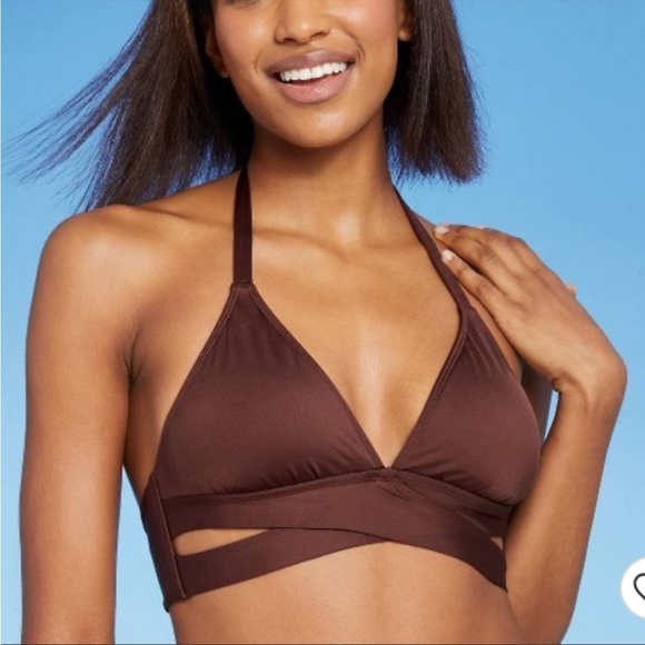 Kona Sol Other - Women’s XS Kona Sol sexy faux wrap halter bikini top brown nwot tie back